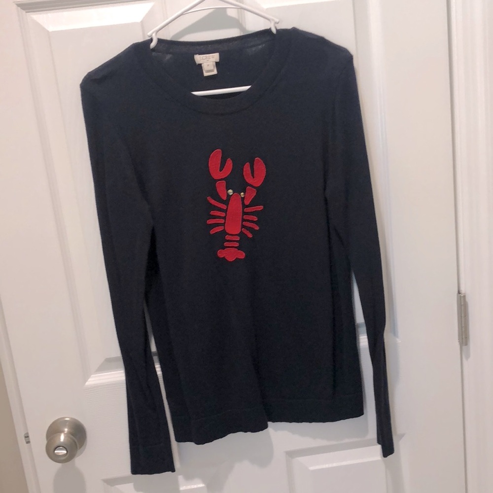 J Crew Lobster Navy Thin Sweater